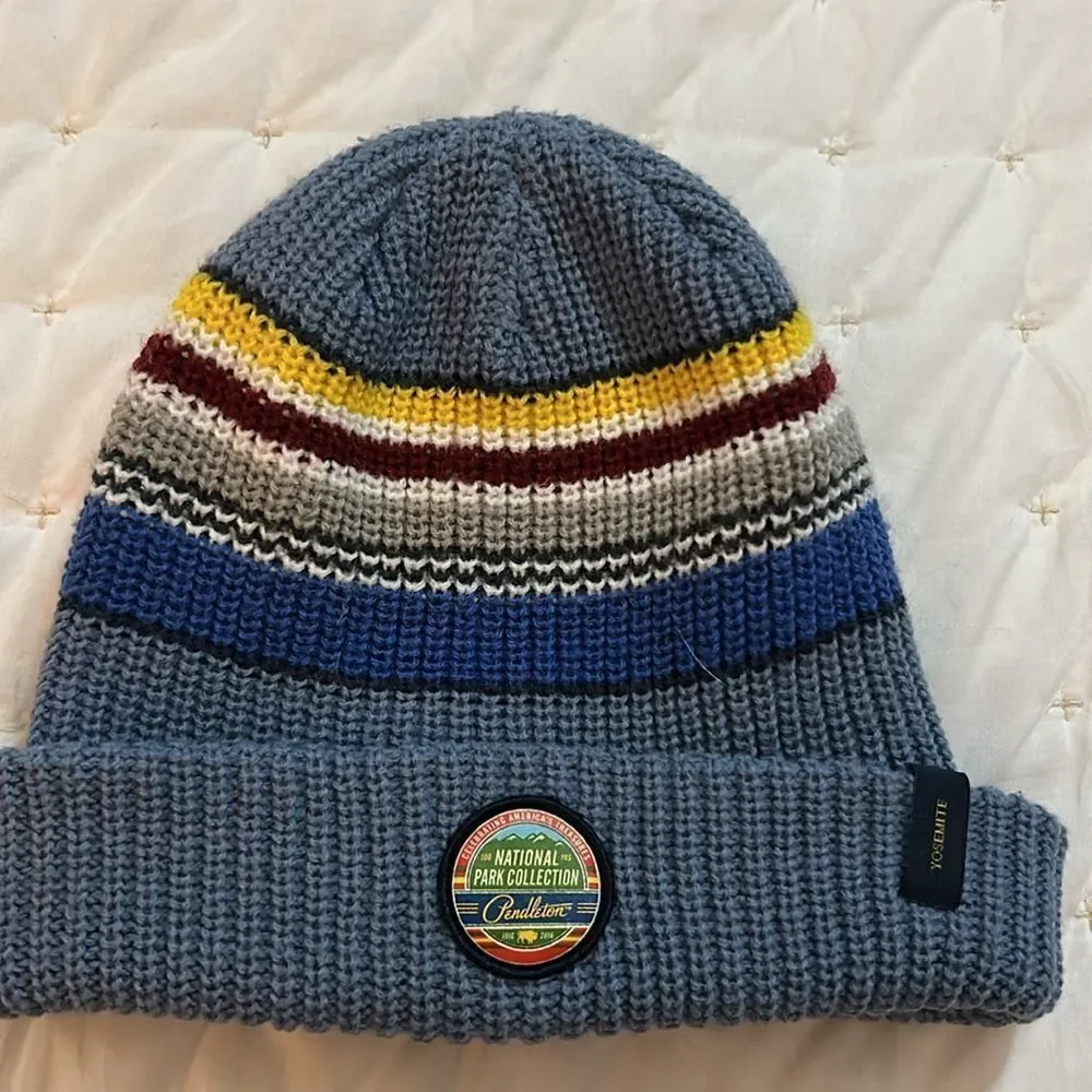 Pendleton National Park Collection Beanie with Blue and Gray Stripes